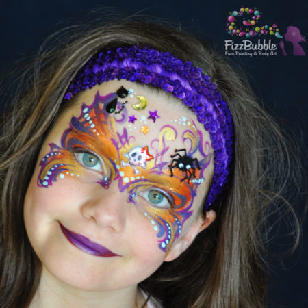 fizzbubble-face-paint-halloween-orange-purple-mask