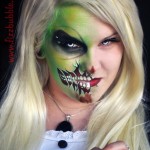 Zombie Green Half Face Halloween face painting
