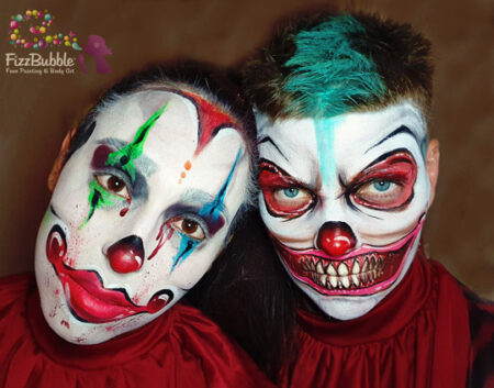 Halloween Creepy Clown duo face painting